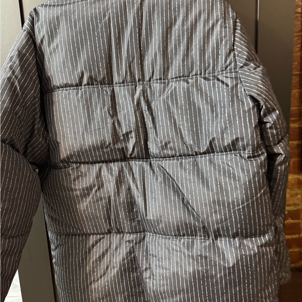 Topman Gray Puffer Jacket with Ribbed Pattern - Picture 9 of 12